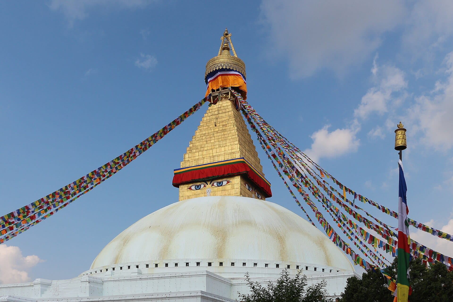 Boudhanath Stupa in Kathmandu with prayer flags
